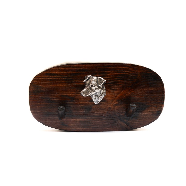 Cuier din lemn cu sculptura de caine, Art-Dog, 10x20cm, maro