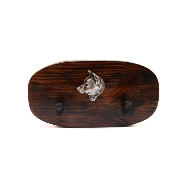 Fa ruhafogas kutya szoborral, Art-Dog, 10x20cm, barna