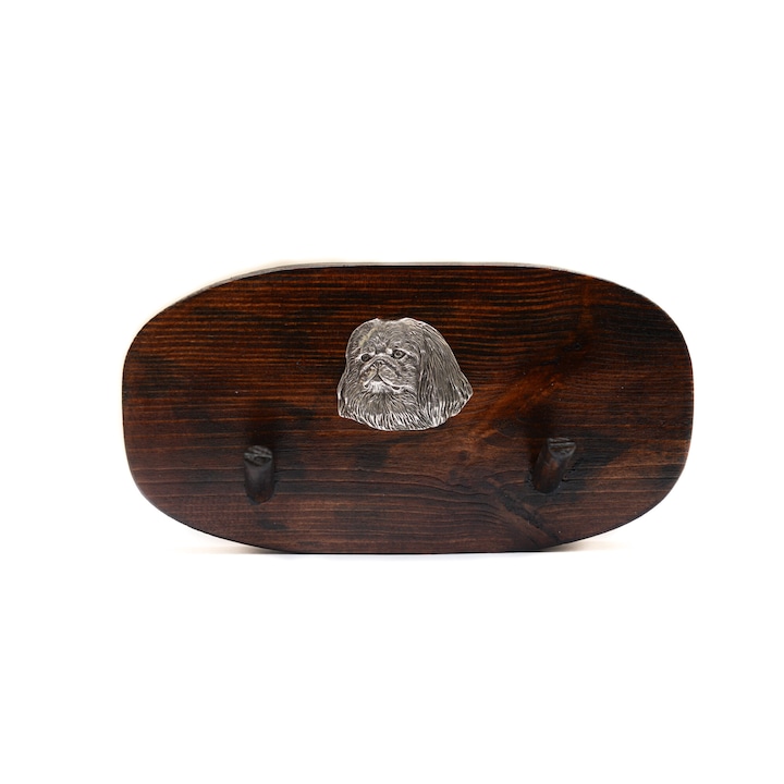 Cuier din lemn cu sculptura de caine, Art-Dog, 10x20cm, maro