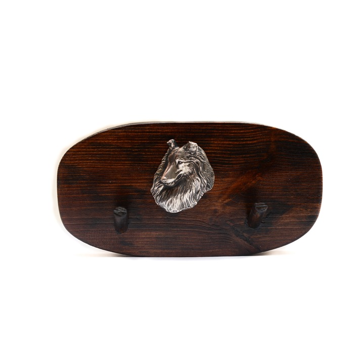 Cuier din lemn cu sculptura de caine, Art-Dog, 10x20cm, maro