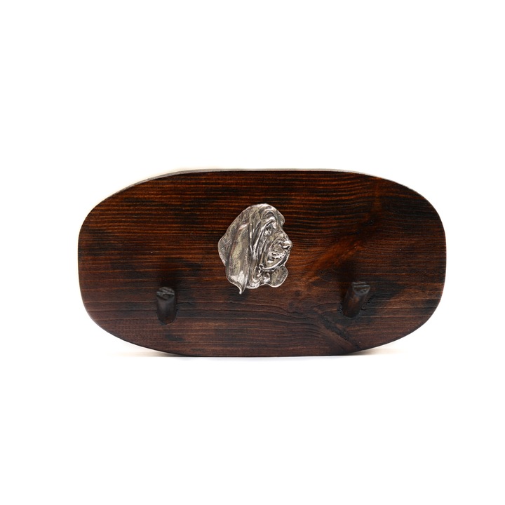 Cuier din lemn cu sculptura de caine, Art-Dog, 10x20cm, maro