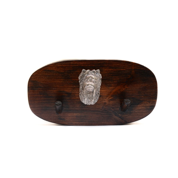 Cuier din lemn cu sculptura de caine, Art-Dog, 10x20cm, maro