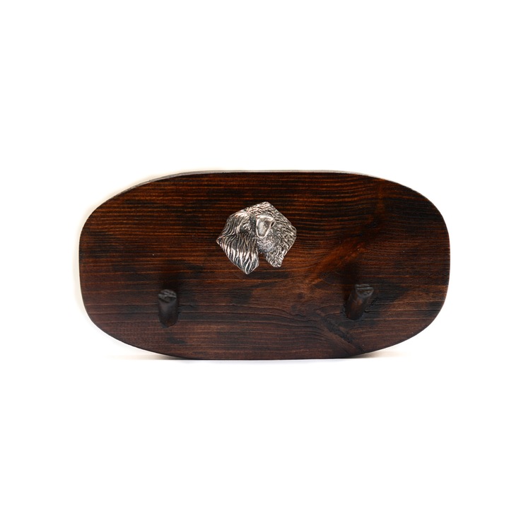 Cuier din lemn cu sculptura de caine, Art-Dog, 10x20cm, maro