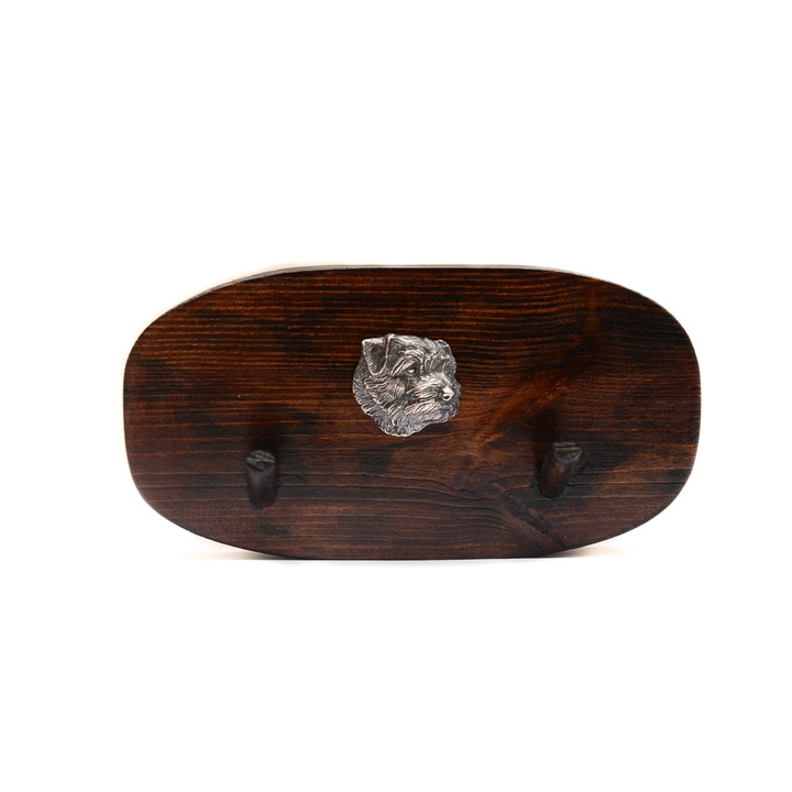 Fa ruhafogas kutya szoborral, Art-Dog, 10x20cm, barna