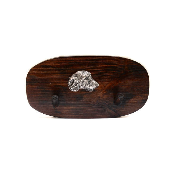 Fa ruhafogas kutya szoborral, Art-Dog, 10x20cm, barna