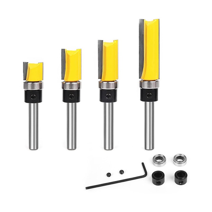 Set de freze Yakumuz, 4 piese, 1/4" tija, galben