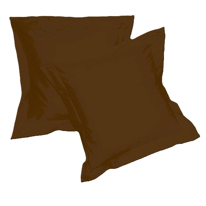 Set 2 x Fata de perna, 70 cm x 80 cm, Casa Bucuriei, model Imperial, maro, Bumbac 100%