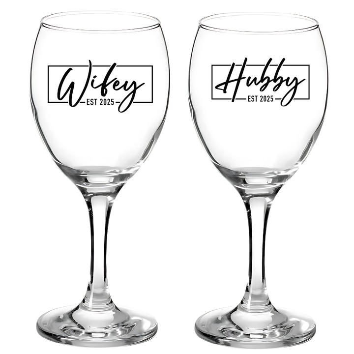 Borospoharak házaspárnak, férjnek és feleségnek, 25cl, esküvői/évfordulós/eljegyzési ajándék