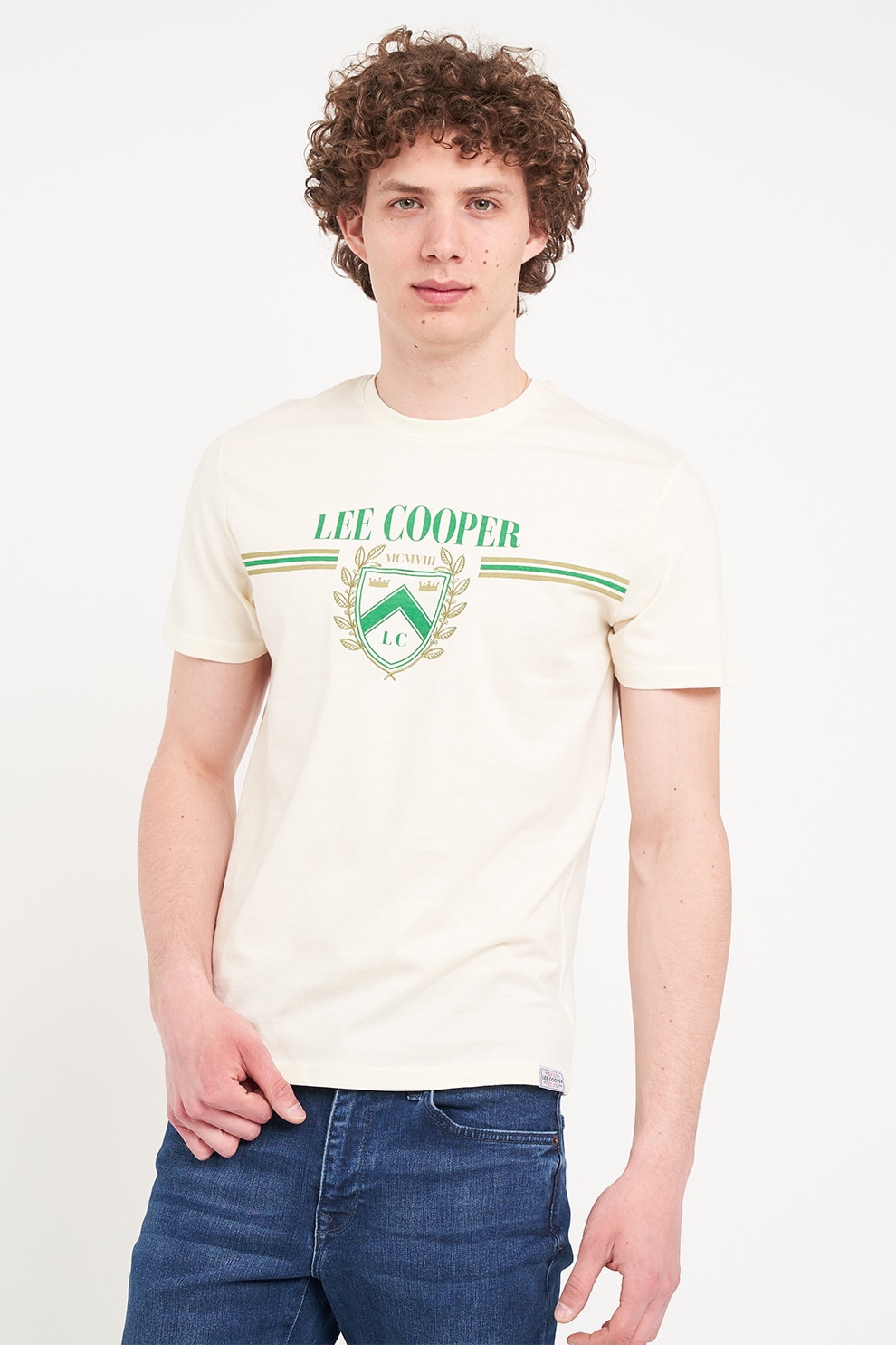 Lee Cooper, Tricou cu imprimeu logo, Maro taupe deschis, 2XL