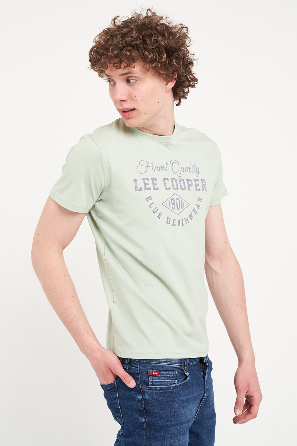 Lee Cooper, Tricou cu imprimeu logo, Verde pal, XL