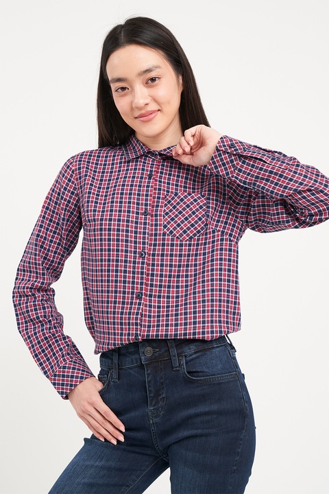 Lee Cooper, Camasa in carouri cu buzunar pe piept, Rosu/Bleumarin