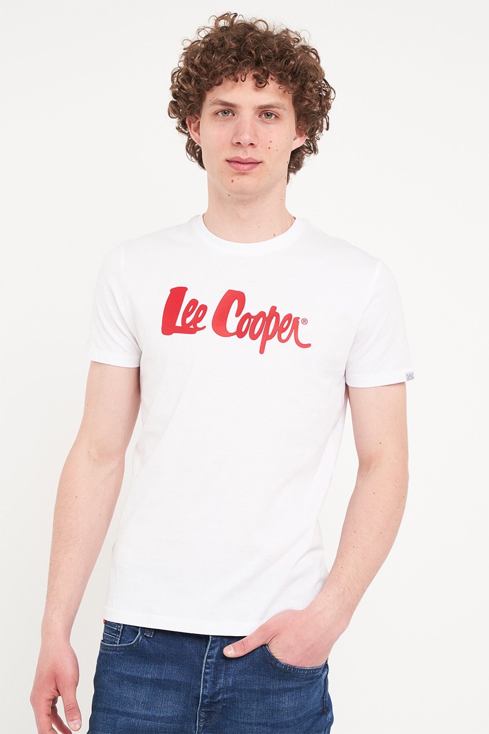 Lee Cooper, Tricou cu imprimeu logo, Alb, XL