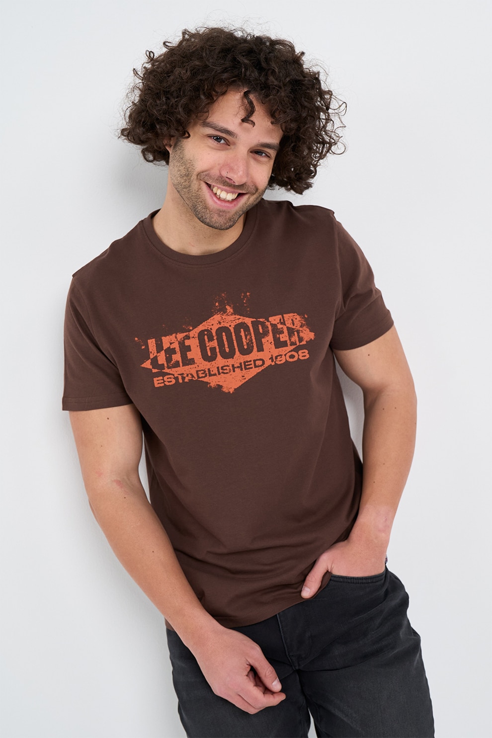 Lee Cooper, Tricou cu impriemu logo, Maro, XL