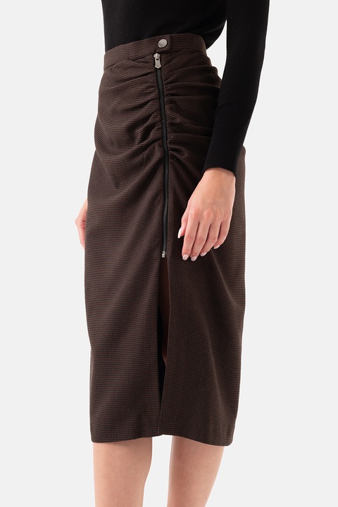 Just Like You, Fusta cu fermoar si volane, Maro inchis