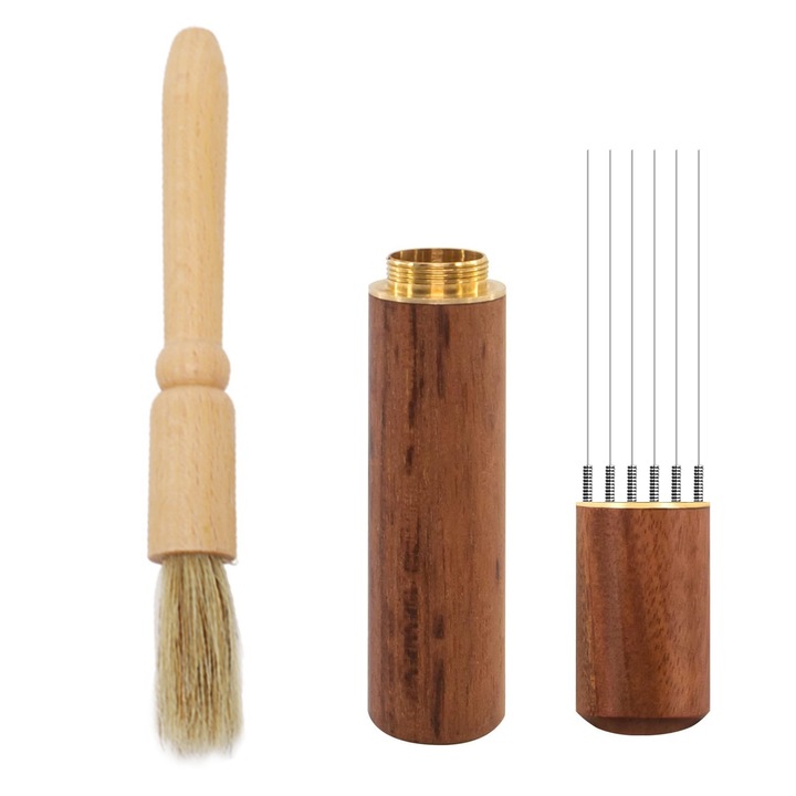 Миксер за кафе Enforose с 6 игли, Розово дърво, с мека четка, преносим