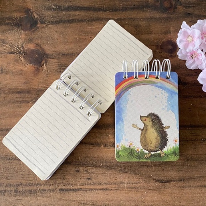 Jegyzetfüzet Alex Clark, vonalas, 10,5x7,5 cm, spirálos, 112 oldal, Süni szivárvánnyal