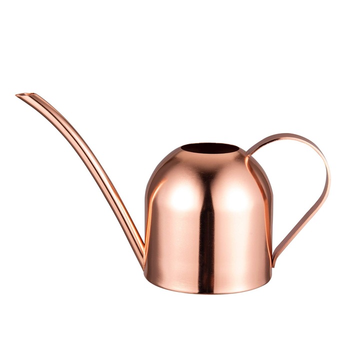 Мини лейка 500 мл, малка градинска лейка от неръждаема стомана, лейка с дълъг накрайник, съд за поливане, лейка за цветя, за вътрешна и външна употреба, дом, поливане, растения (500 мл, розов)