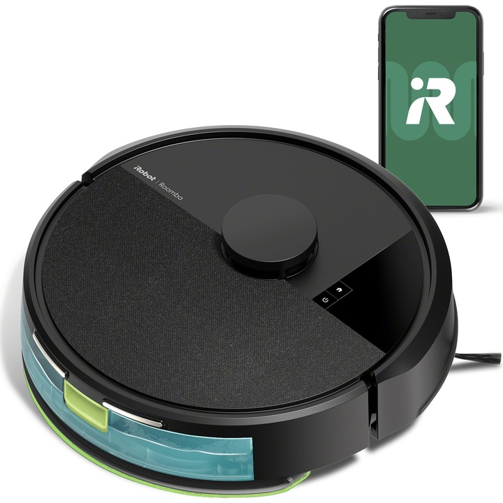 Робот прахосмукачка iRobot Combo 105 с моп, Y311040, Advanced ClearView™ LiDAR навигация, Четиристепенно почистване, 7000 Pa всмукателна мощност, Технология за откриване на килими, Приложение Roomba HOME, Черен