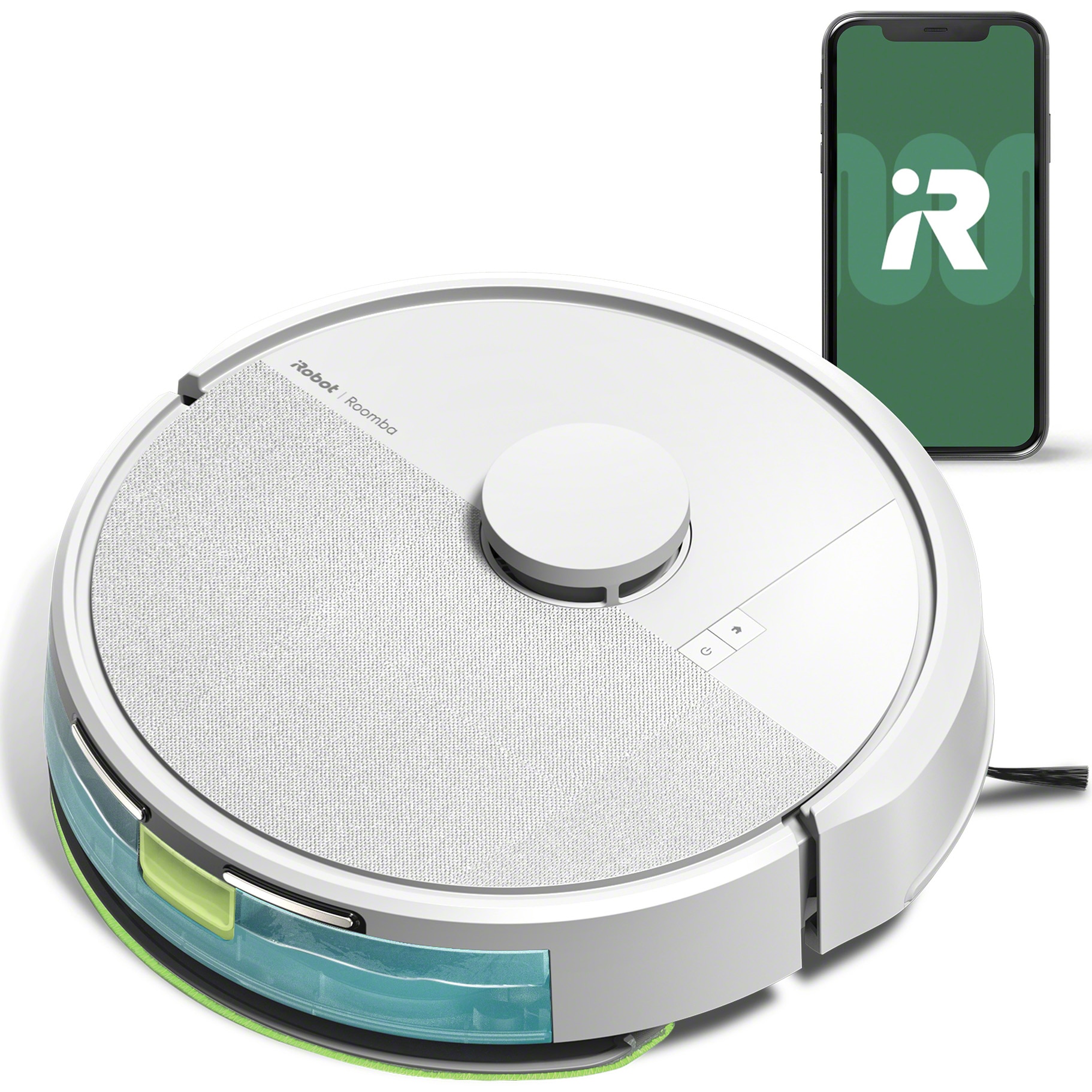 Robot de aspirare cu mop Roomba 105 iRobot Combo, Y311240, navigatie avansata ClearView™ LiDAR, curatare in patru etape, putere de aspirare 7000 Pa, tehnologie Carpet Detect, aplicatie Roomba HOME, alb