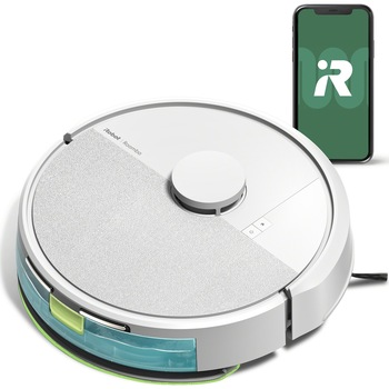 Robot de aspirare cu mop Roomba 105 iRobot Combo, Y311240, navigatie avansata ClearView LiDAR, curatare in patru etape, putere de aspirare 7000 Pa, tehnologie Carpet Detect, aplicatie Roomba HOME, alb