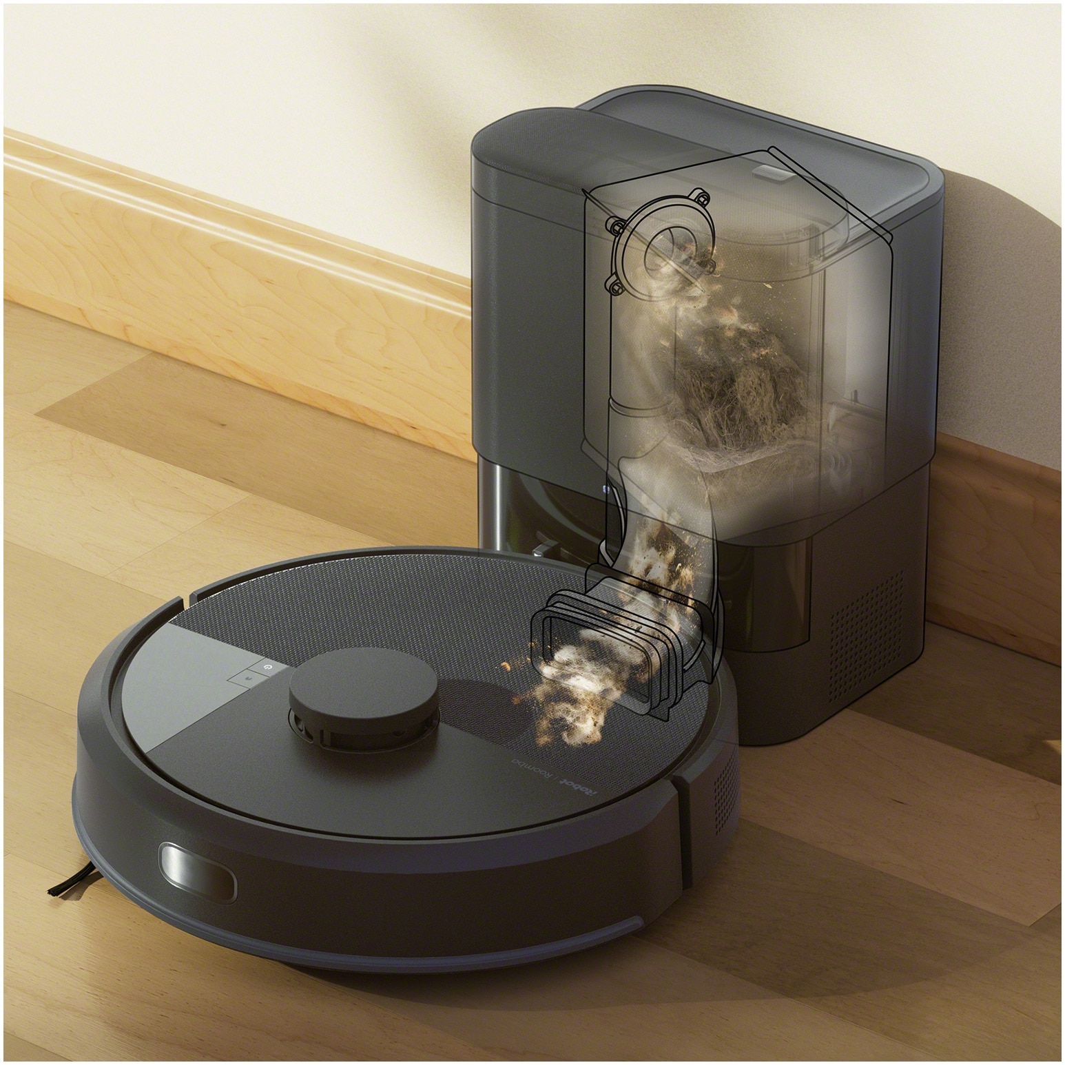 Robot de aspirare cu mop Roomba 105 iRobot Combo, Y351040, statie