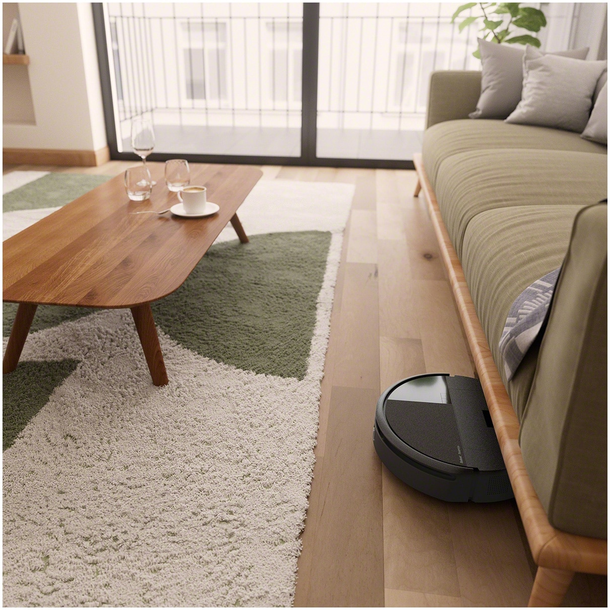 Robot de aspirare cu mop Roomba 205 iRobot Combo, L121040, compactor de praf, navigatie avansata ClearView™ LiDAR, curatare in patru etape, putere de aspirare 7000 Pa, tehnologie Carpet Detect, aplicatie Roomba HOME, negru