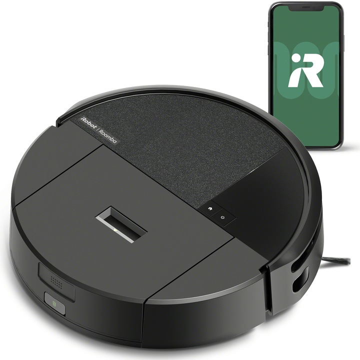 Робот прахосмукачка iRobot Roomba 205 с моп, L121040, Уплътнител за прах, Advanced ClearView™ LiDAR навигация, Четиристепенно почистване, 7000 Pa всмукателна мощност, Технология за откриване на килими, Приложение Roomba HOME, Черен