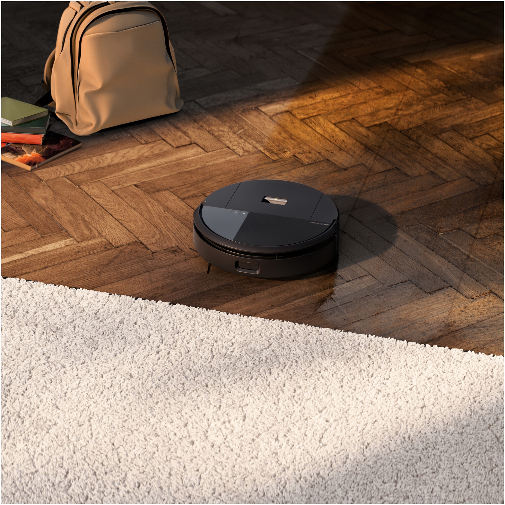 Robot de aspirare cu mop Roomba 205 iRobot Combo, L121040, compactor de praf, navigatie avansata ClearView™ LiDAR, curatare in patru etape, putere de aspirare 7000 Pa, tehnologie Carpet Detect, aplicatie Roomba HOME, negru