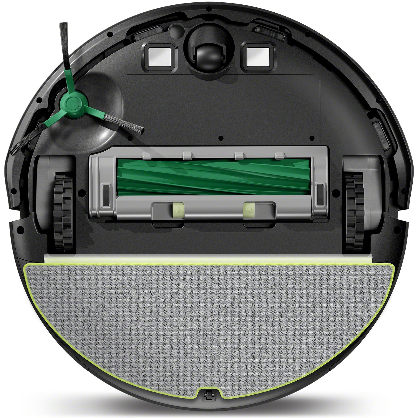 Robot de aspirare cu mop Roomba 205 iRobot Combo, L121040, compactor de praf, navigatie avansata ClearView™ LiDAR, curatare in patru etape, putere de aspirare 7000 Pa, tehnologie Carpet Detect, aplicatie Roomba HOME, negru