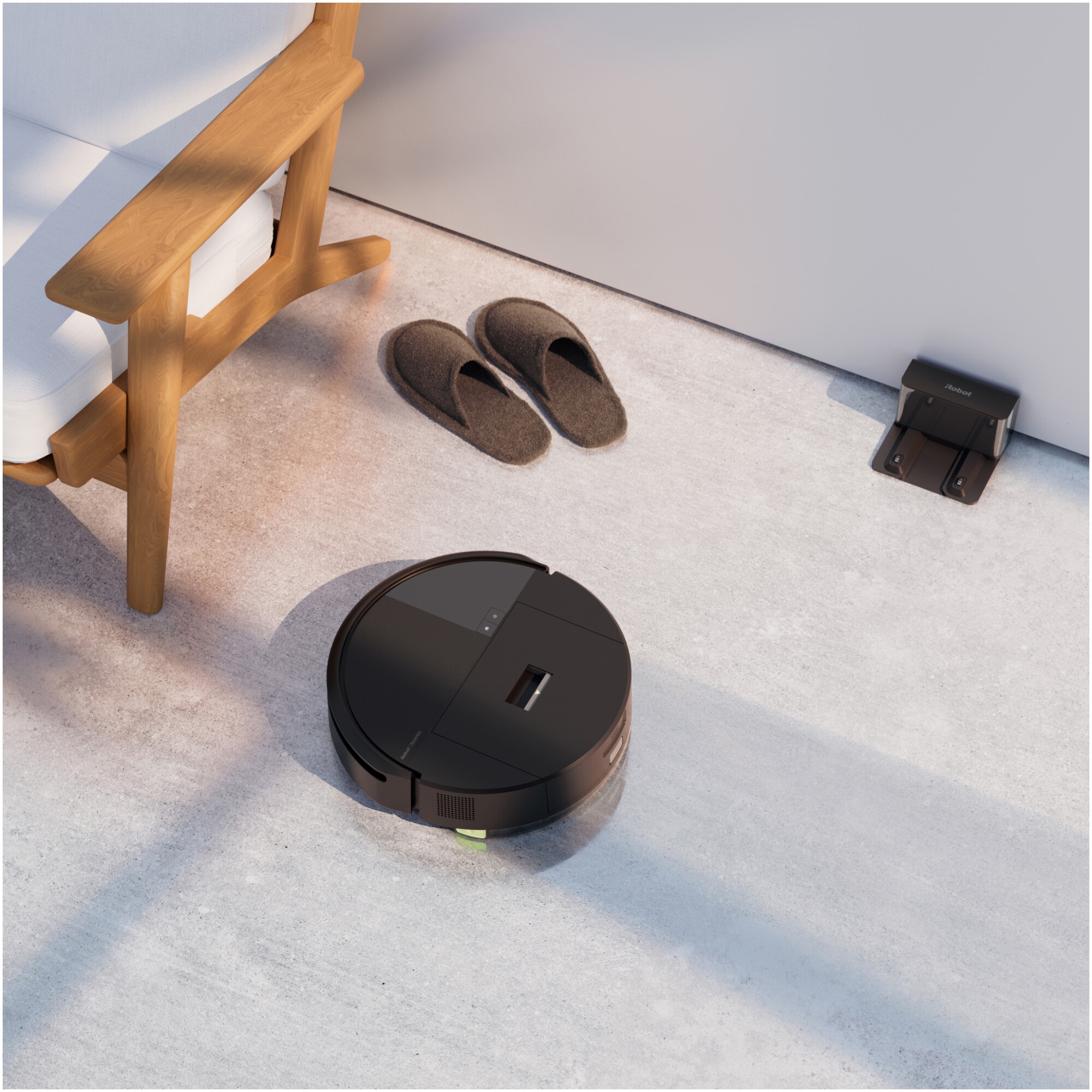 Robot de aspirare cu mop Roomba 205 iRobot Combo, L121040, compactor de praf, navigatie avansata ClearView™ LiDAR, curatare in patru etape, putere de aspirare 7000 Pa, tehnologie Carpet Detect, aplicatie Roomba HOME, negru