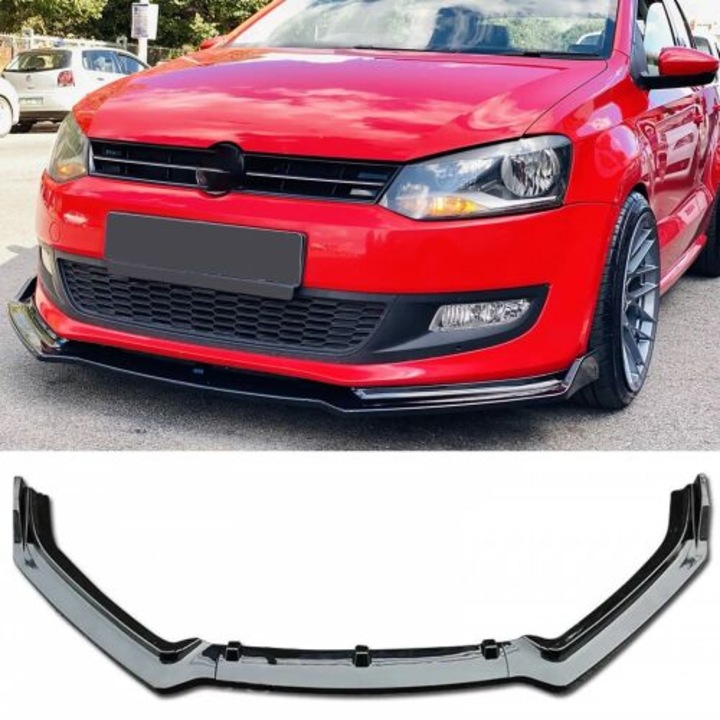 Polo Mk5 Első Lökhárító Ajak 3 Részes Fényes Fekete ABS Műanyag 2009-2017 AUTOVISION