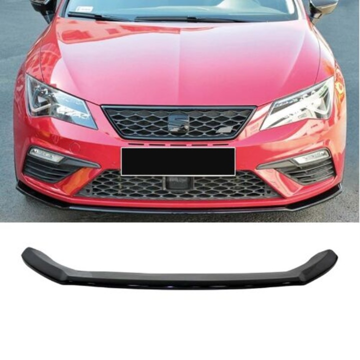 Seat Leon MK3 Cupra FL Első Lökhárító Ajak 2017-2020 Fekete Vákuum Műanyag AUTOVISION