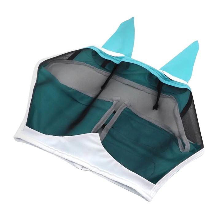 Masca anti-insecte pentru cai cu plasa respirabila detasabila, protectie cap, negru