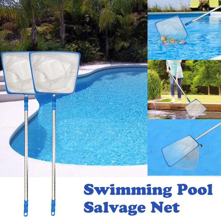 Plasa pentru curatare piscina, net cu tija extensibila, multicolor, 28x72cm