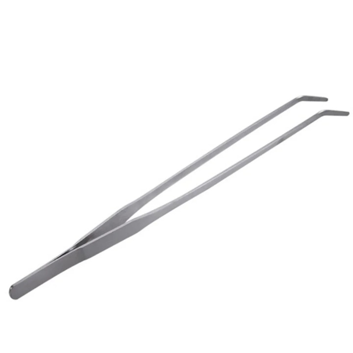Penseta curbata acvariu inox 25x27cm argintiu