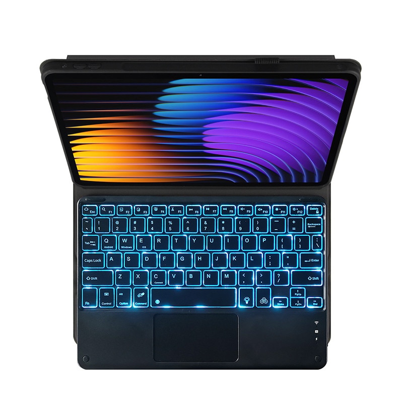 Husa tableta cu tastatura, compatibil cu Xiaomi Pad 7/7pro 11,2 inci， Fudisenn®, Bluetooth, magnetic，iluminare LED,, wireless,, negru