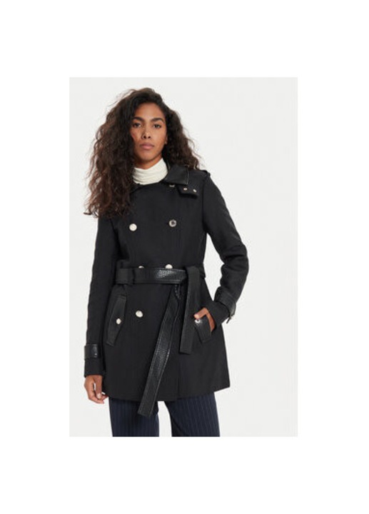 Trench dama, Morgan, 304480034, Poliester/Bumbac, Negru, Negru