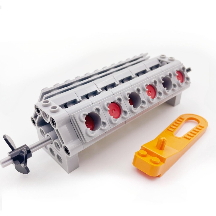 Комплект за креативно конструиране, технически строителни блокове с V12 двигател MOC, LITFIV, електронни инструкции, кутия за части за сглобяване
