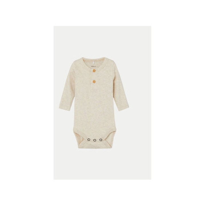 Body baieti, Name It, 304434044, Bumbac organic/Modal, 56 CM, Bej
