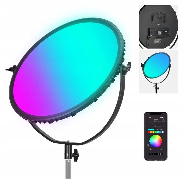 Lampa LED rotunda Edge-Lit RGB Bluetooth VLOG 65W 18" pentru 14mm 16mm NEEWER, GR18C