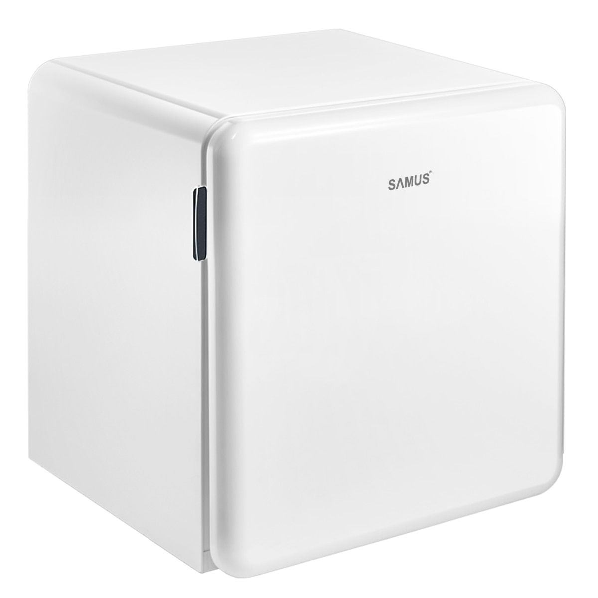 Frigider-minibar Samus SW066RE, 47 l, Termostat reglabil, 1 raft de sticla, Clasa energetica E, H 50 cm, Alb