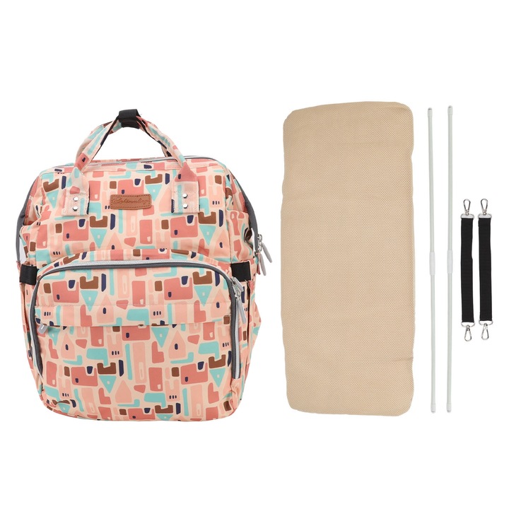 Geanta pentru schimbat scutece bebelusi, rucsac portabil tip patut, multifunctional, pliabil, capacitate mare de 20L pentru calatorii, mamici, baieti, fete, modele geometrice