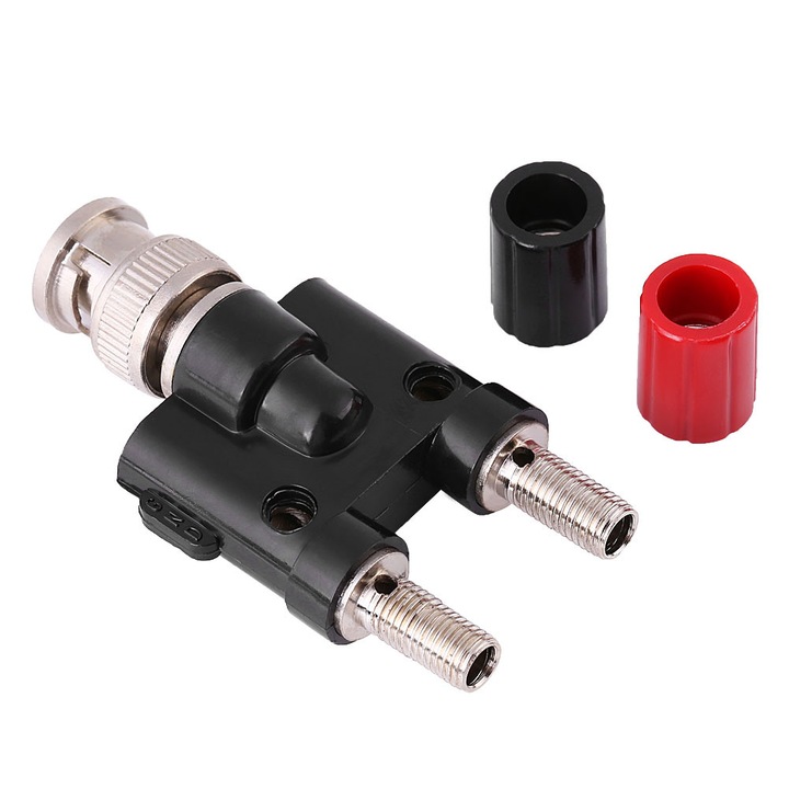 Adaptor BNC la 4 mm, Enforose, 1 x BNC la 2 x terminale 4 mm, dimensiune mica, 50Ω