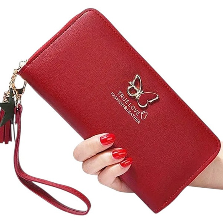 Portofel dama, logo fluture, rosu, 20x10 cm