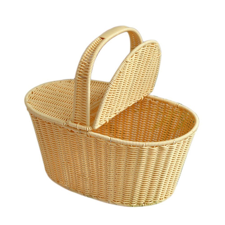 Cos rotund servire multifunctional, 39x26x17cm, maro natural