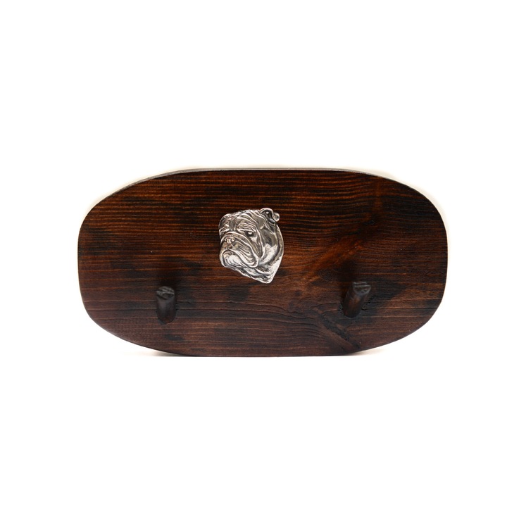 Cuier din lemn cu sculptura de caine, Art-Dog, 10x20cm, maro