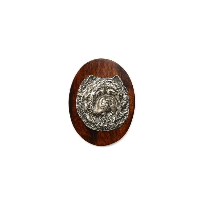 Brosa cu clip pentru numarul de start, Art-Dog, design caine, 5x7cm, din lemn si metal argintat