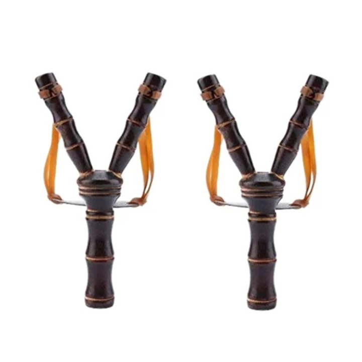 Комплект от две дървени прашки, ръчна изработка, 19 см, кафяви