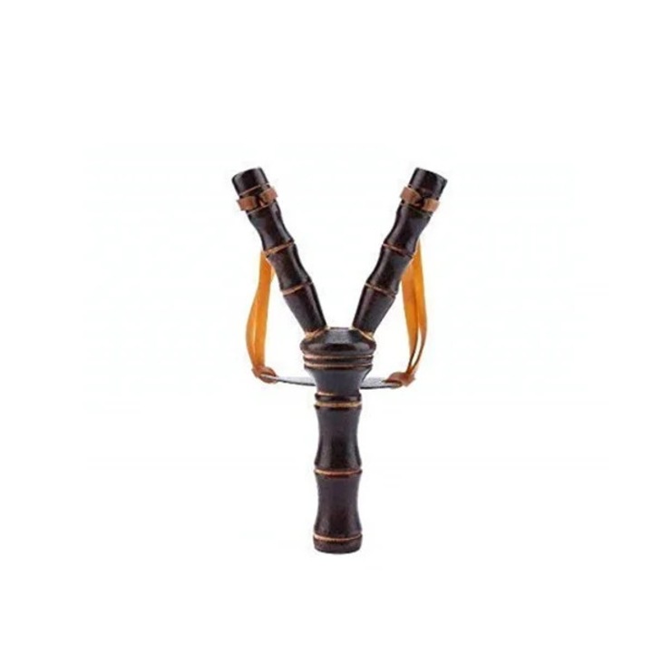 Комплект дървена прашка и 300 метални топчета за страйкбол Depox, 7 мм, 19 см, Кафяв