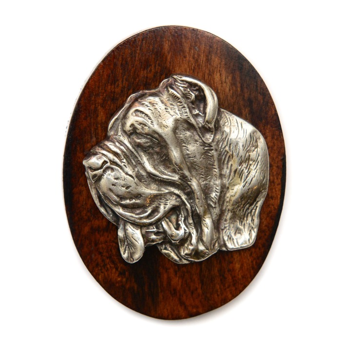 Brosa Art-Dog, 5x7cm, din lemn si metal argintat